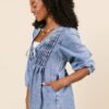 Eleanor Long Sleeve Blue Chambray Romper - Image 5