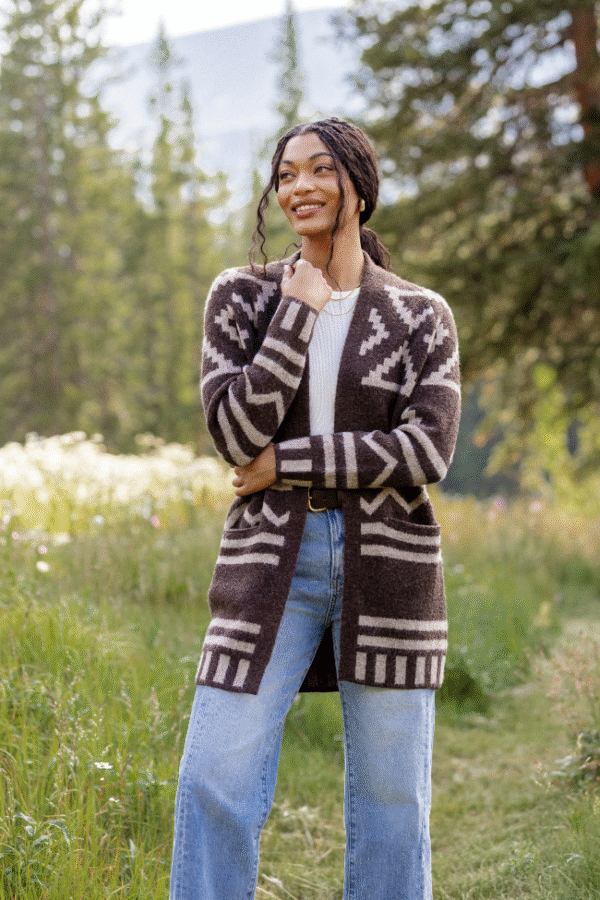 Phoenix Brown Southwestern Long Cardigan