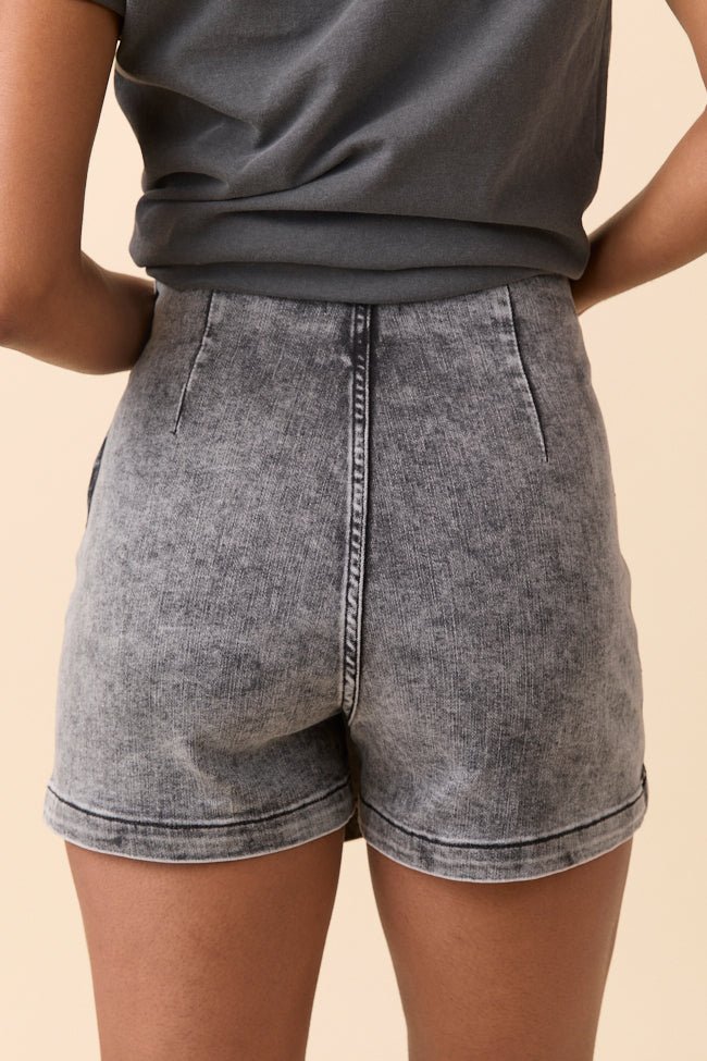 My Favorite Black Wash Rhinestone Studded Denim Skort - Image 4