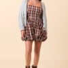 Blaire Brown Plaid Bubble Hem Mini Dress - Image 4