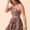 Blaire Brown Plaid Bubble Hem Mini Dress - Image 5