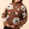 Kayla Brown Floral Turtleneck Sweater - Image 2