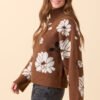 Kayla Brown Floral Turtleneck Sweater - Image 3