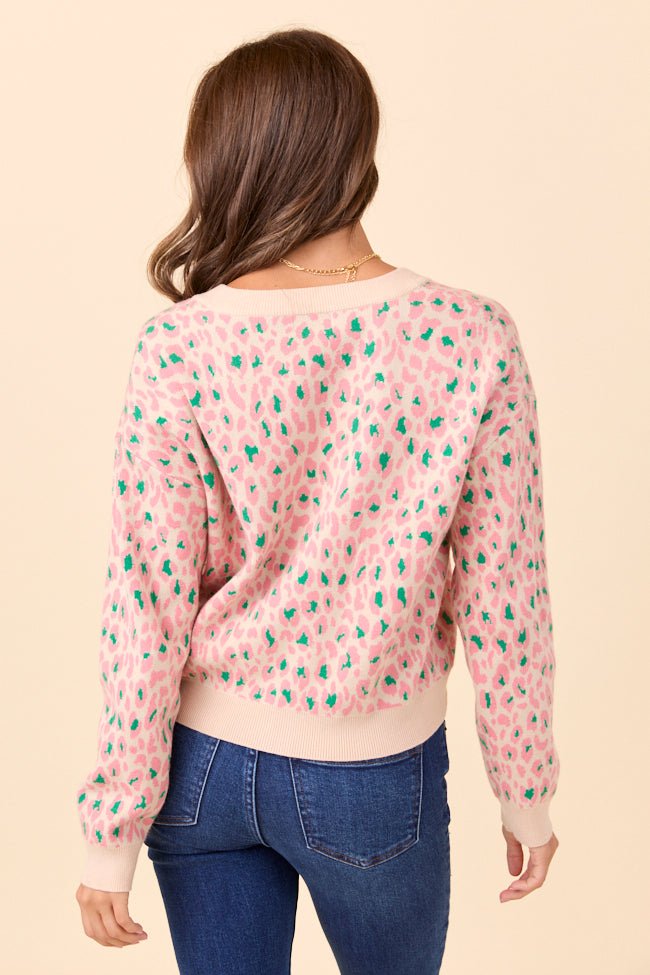 Sammy Pink and Green Leopard Cardigan - Image 6