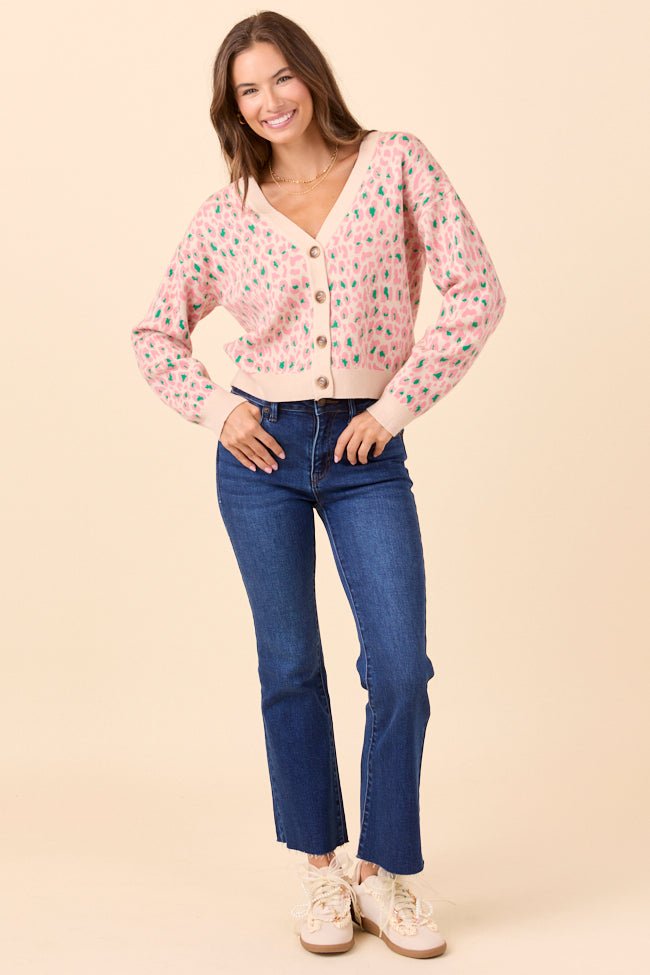 Sammy Pink and Green Leopard Cardigan - Image 3