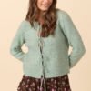 Everly Muted Seafoam Front Ties Textured Knit Cardigan - Image 5