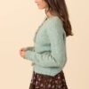 Everly Muted Seafoam Front Ties Textured Knit Cardigan - Image 6