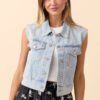 Hollie Cropped Denim Vest - Image 7