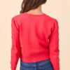Addy Scoop Neck Cherry Red Cardigan - Image 6