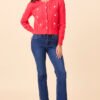Addy Scoop Neck Cherry Red Cardigan - Image 4