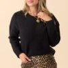 Dena Solid Black Crewneck Sweater - Image 3