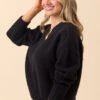 Dena Solid Black Crewneck Sweater - Image 4
