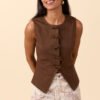 Nala Brown Bow Button Vest - Image 3