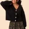 Heather Black V-Neck Cardigan - Image 2
