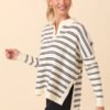 Jurnee Ivory and Black Striped V-Neck Sweater - Image 3