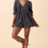 Eleanor Long Sleeve Charcoal Romper - Image 2
