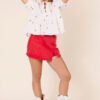 My Favorite Red Acid Wash Side Slit Denim Skort - Image 5