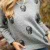 Ramona Grey Skull Print Crewneck Sweater - Image 2