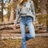 Ramona Grey Skull Print Crewneck Sweater - Image 3