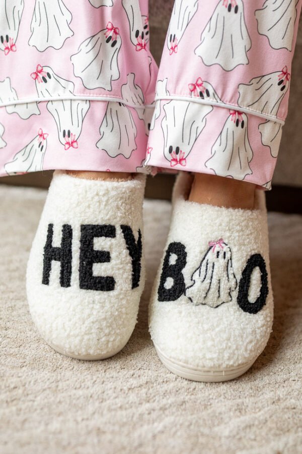 Hey Boo White Slippers