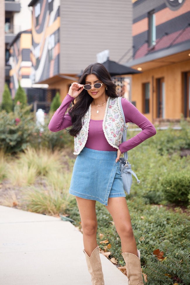 My Favorite Medium Wash Denim Skort - Image 2