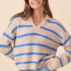 Carter Beige And Blue Striped Sweater - Image 3