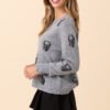 Ramona Grey Skull Print Crewneck Sweater - Image 7