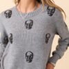 Ramona Grey Skull Print Crewneck Sweater - Image 9