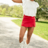 My Favorite Red Acid Wash Side Slit Denim Skort - Image 3